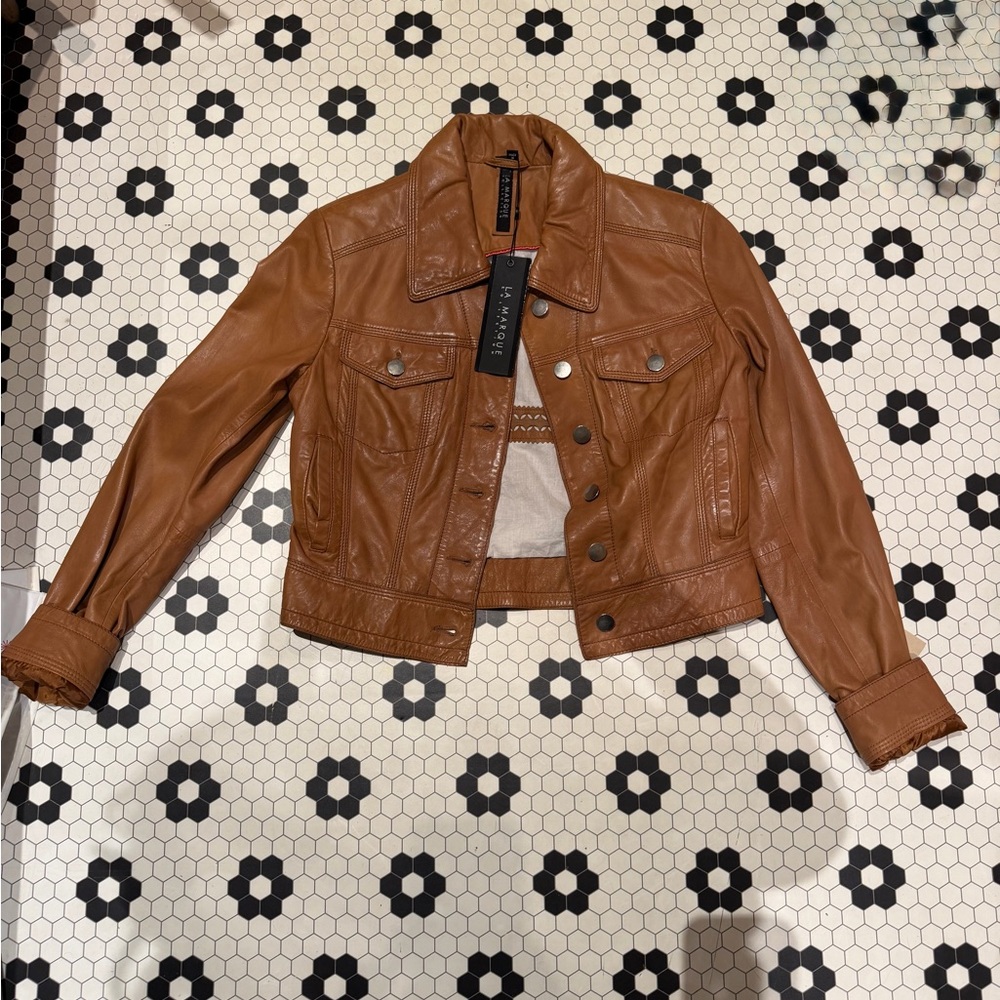 BNWT LAMARQUE Women's Brown Leather Jacket